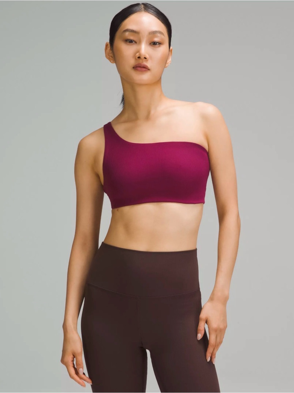 Lululemon Ribbed Nulu Asymmetrical Yoga Bra Raspberry